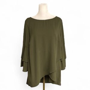 Apt 9 Flutter Sleeve Olive Green Tunic NWT